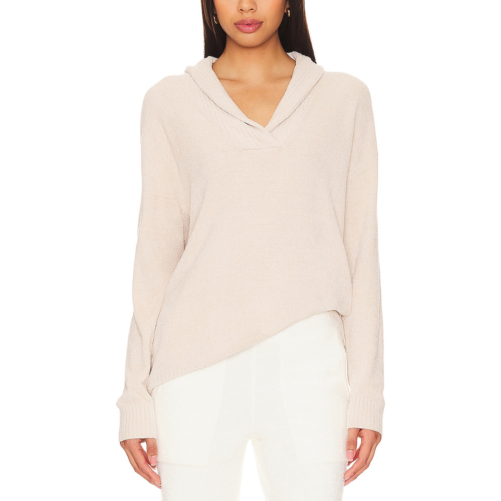 Barefoot Dreams 'Cozychic' Tan Ultra Lite Ribbed V Neck Shawl Pullover Size S